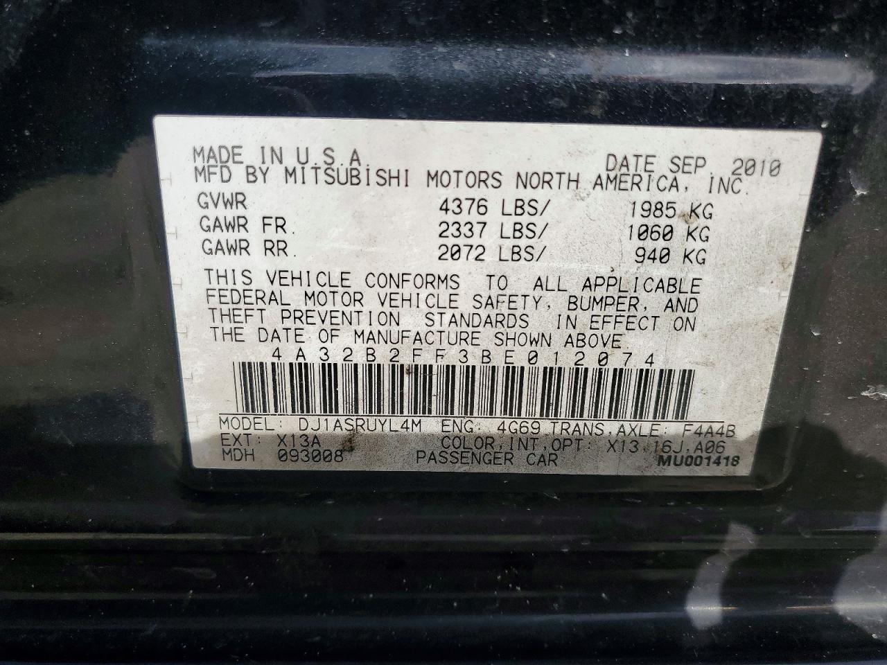 2011 MITSUBISHI Galant