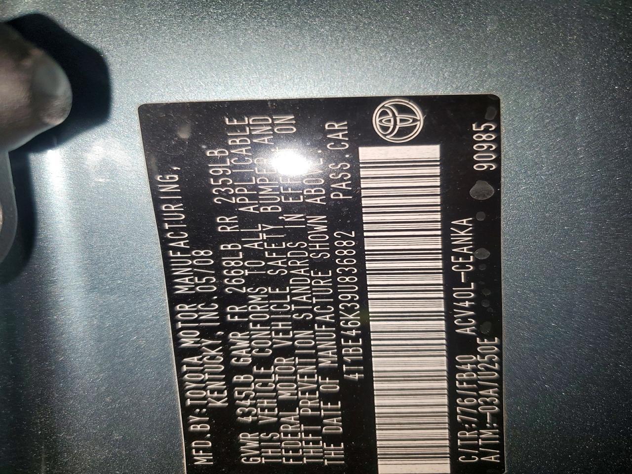 2009 TOYOTA CAMRY