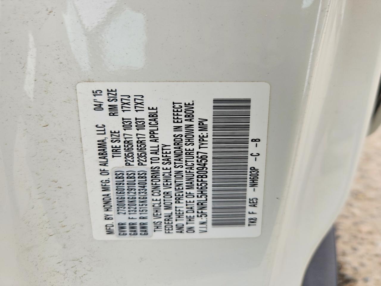 2015 HONDA ODYSSEY