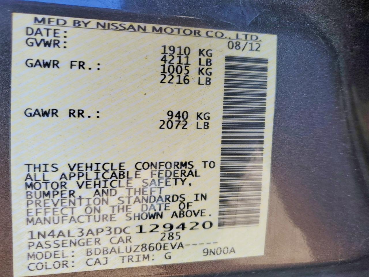 2013 NISSAN ALTIMA