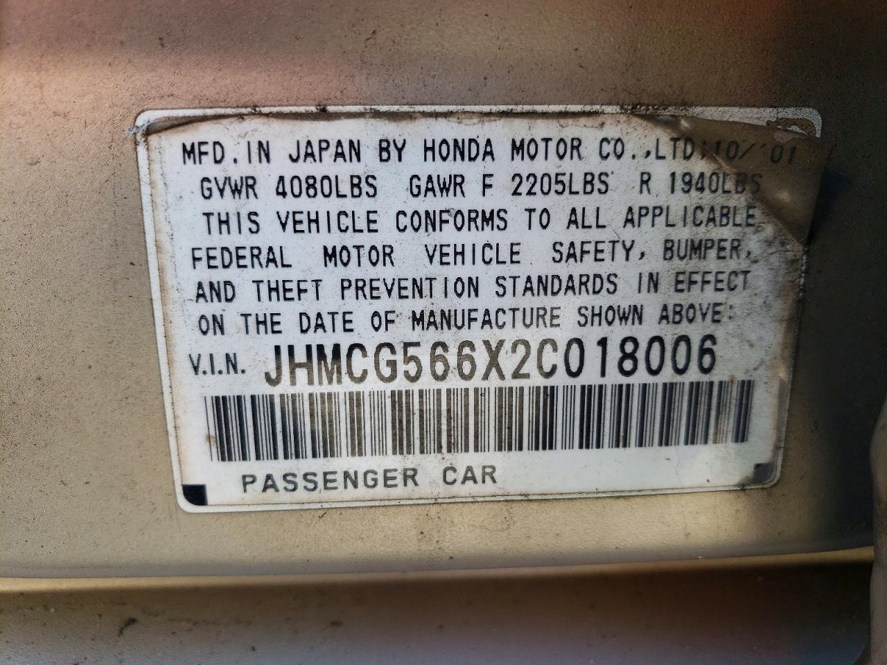2002 HONDA ACCORD