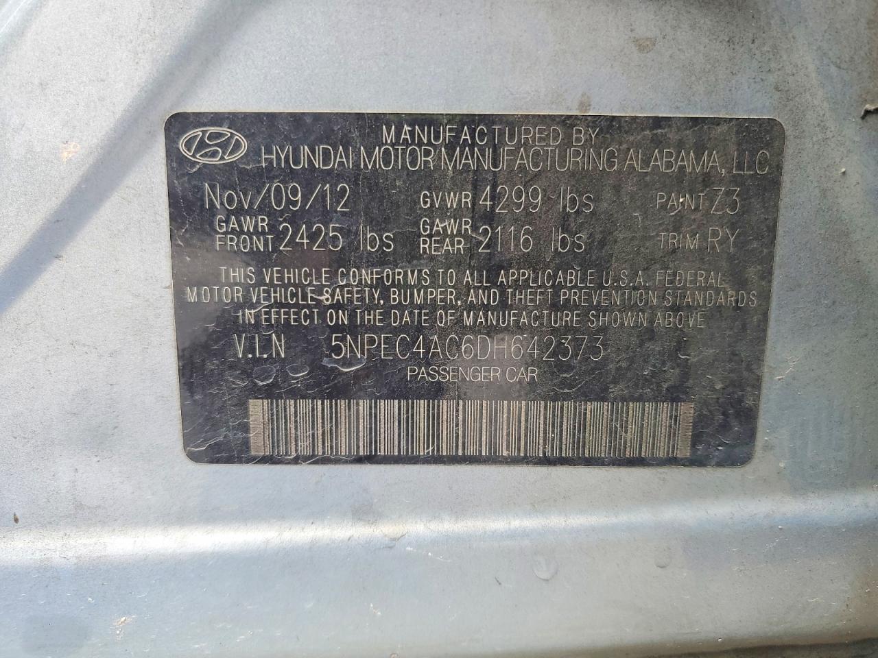 2013 HYUNDAI SONATA