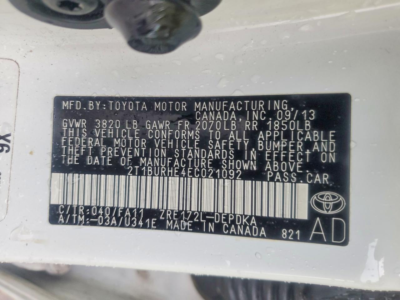 2014 TOYOTA COROLLA