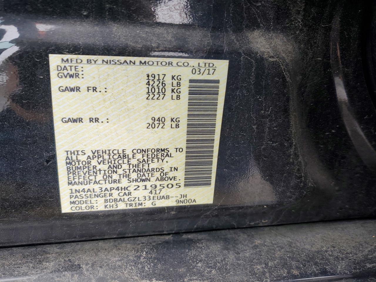 2017 NISSAN ALTIMA