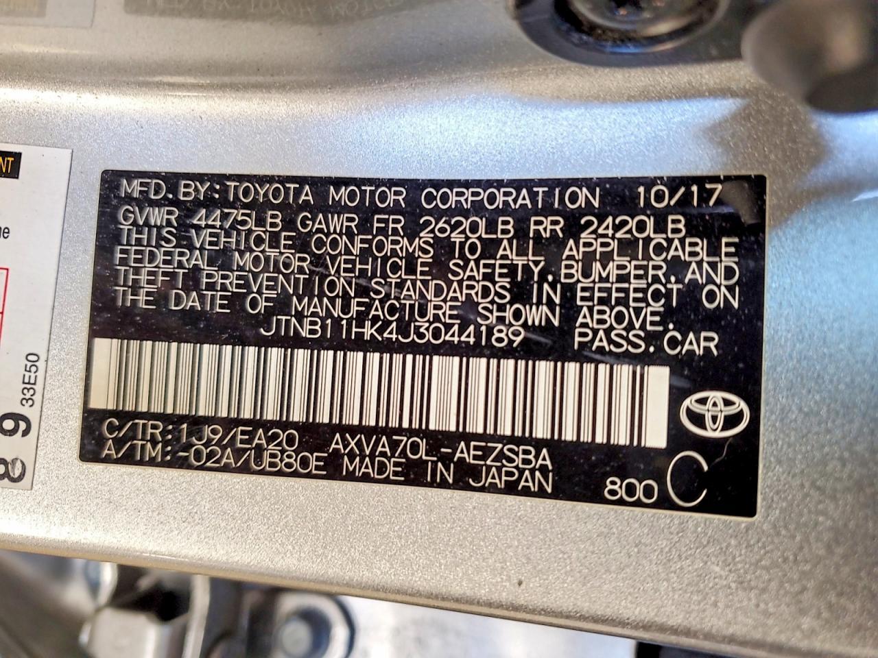 2018 TOYOTA CAMRY