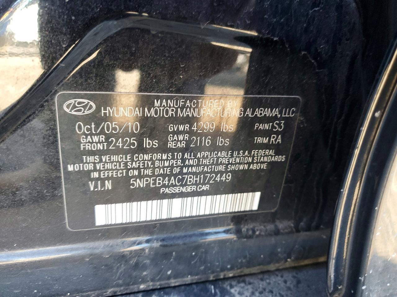 2011 HYUNDAI SONATA