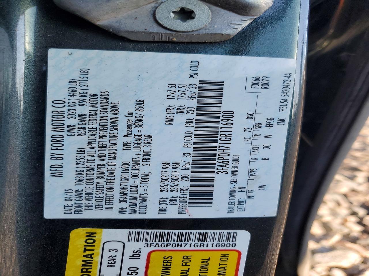 2016 FORD FUSION