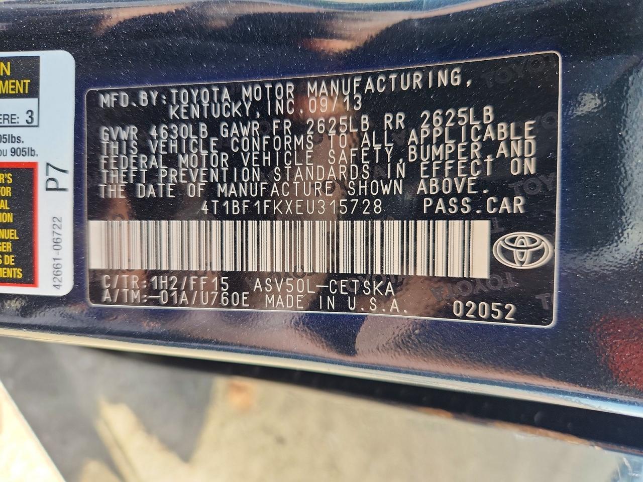 2014 TOYOTA CAMRY