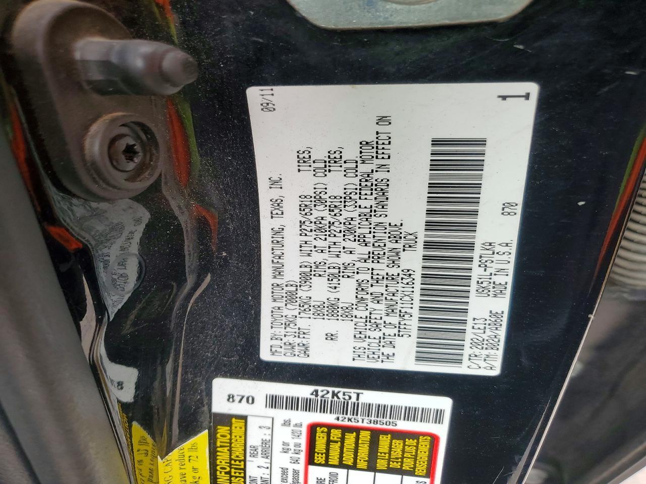 2012 TOYOTA TUNDRA