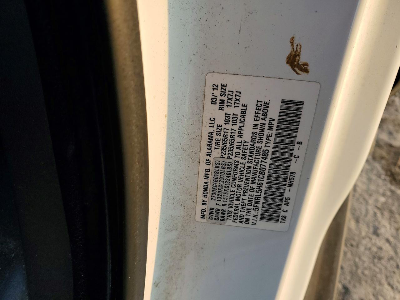 2012 HONDA ODYSSEY