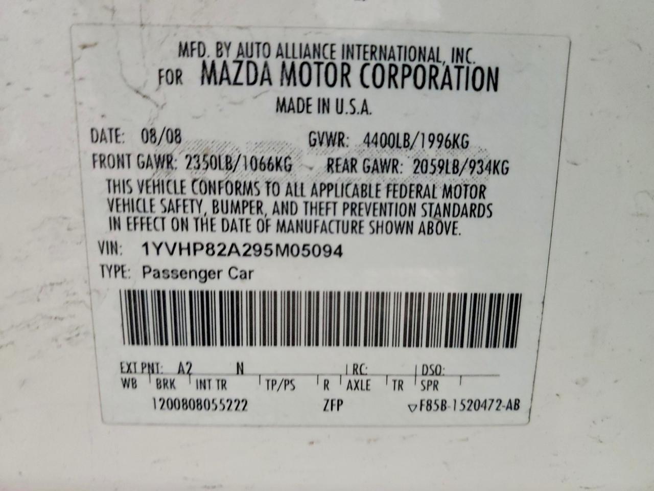 2009 MAZDA 6