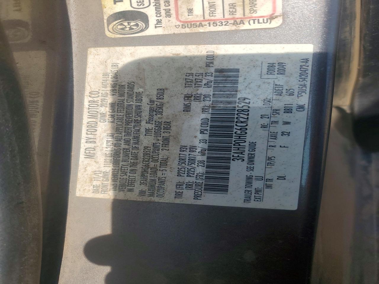 2012 FORD FUSION