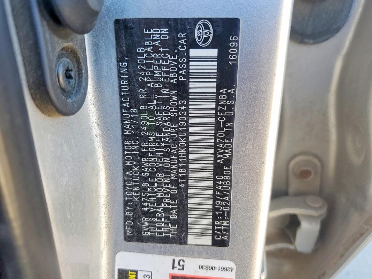 2019 TOYOTA CAMRY