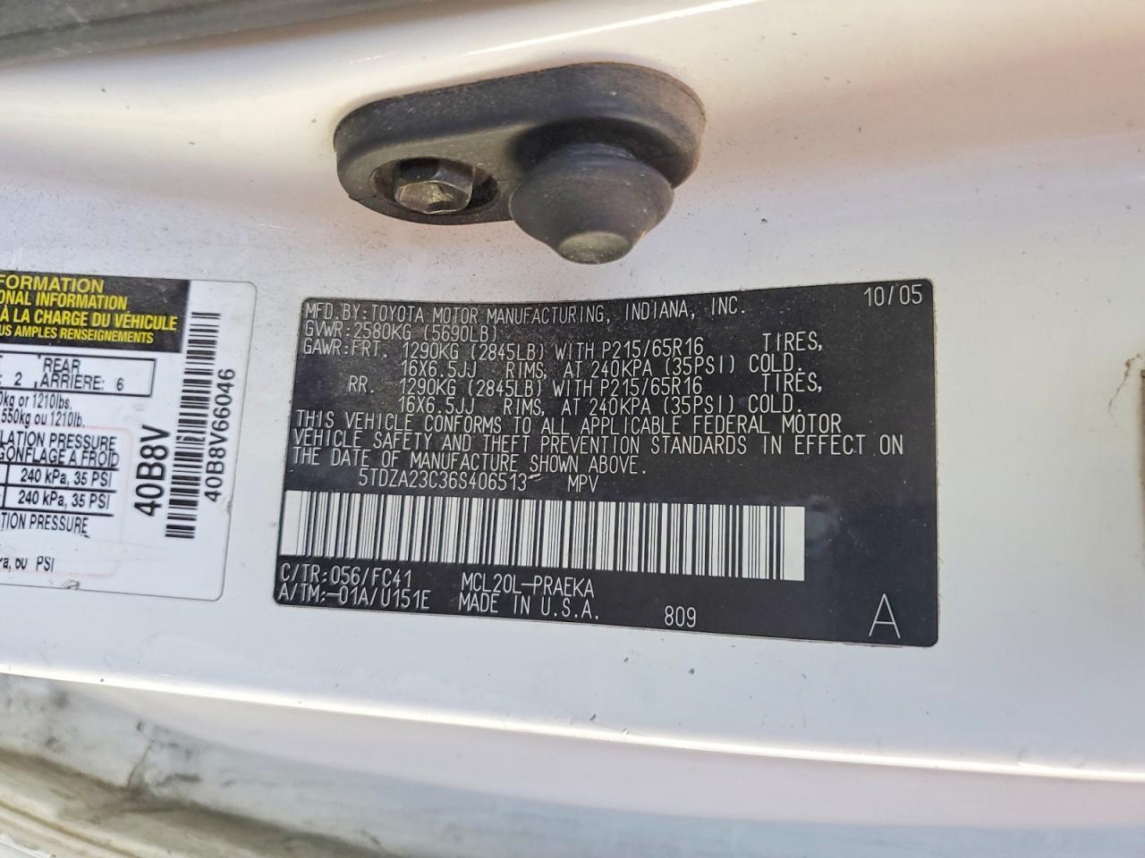 2006 TOYOTA SIENNA