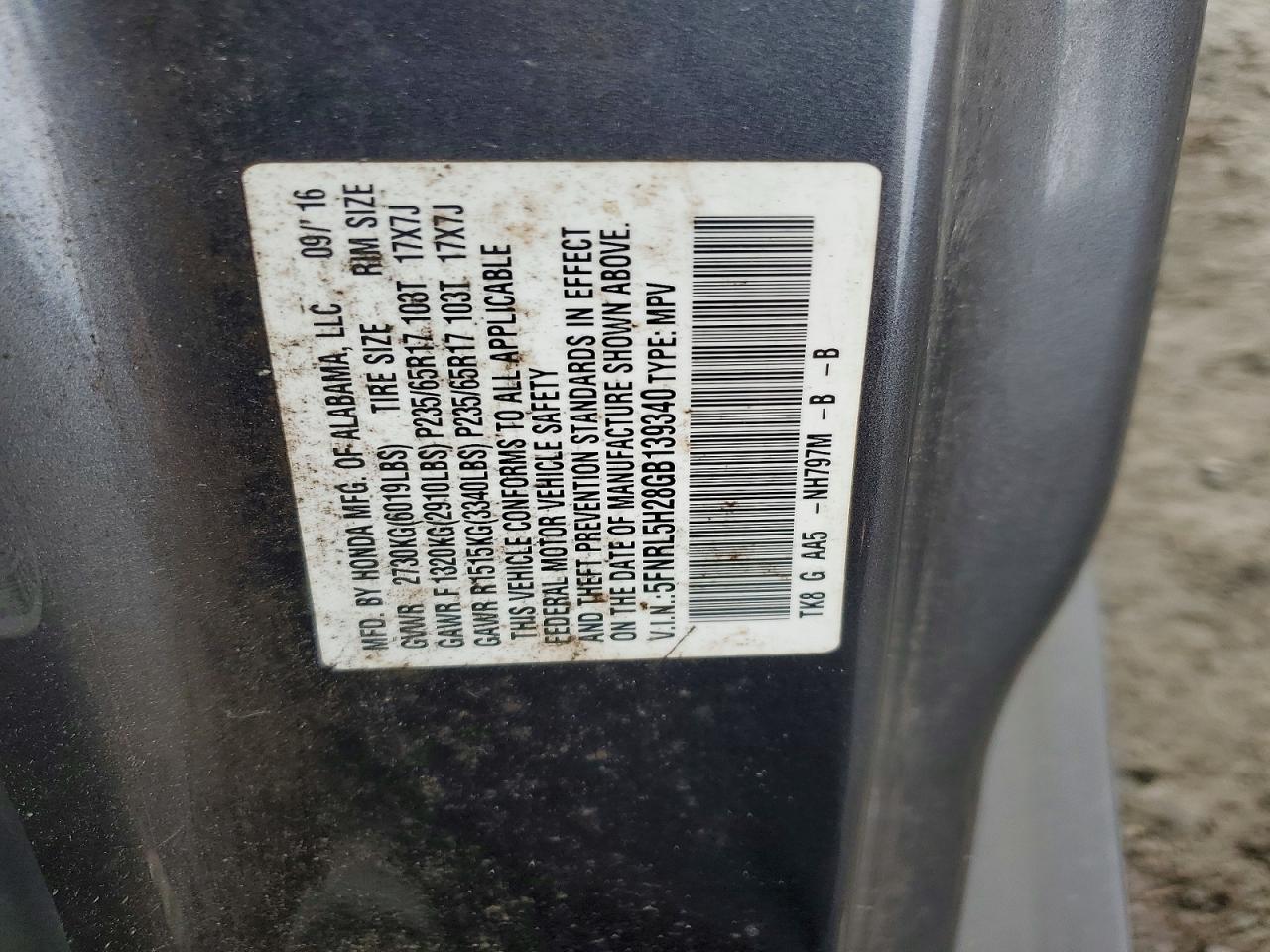 2016 HONDA ODYSSEY