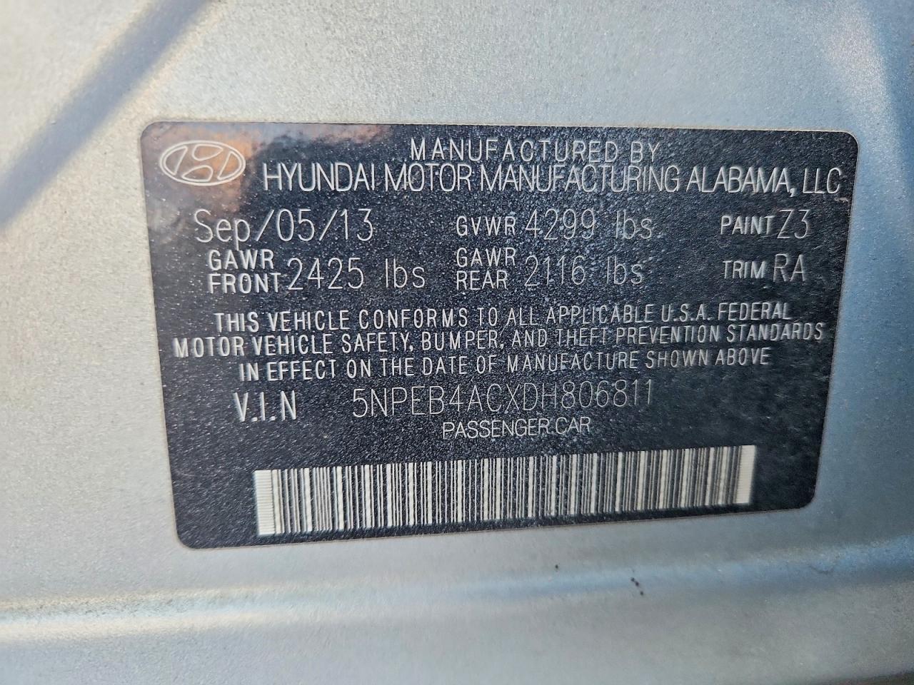 2013 HYUNDAI SONATA