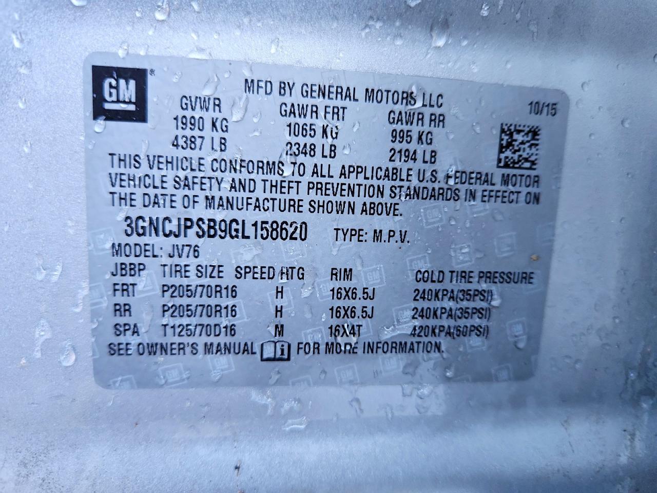 2016 CHEVROLET TRAX