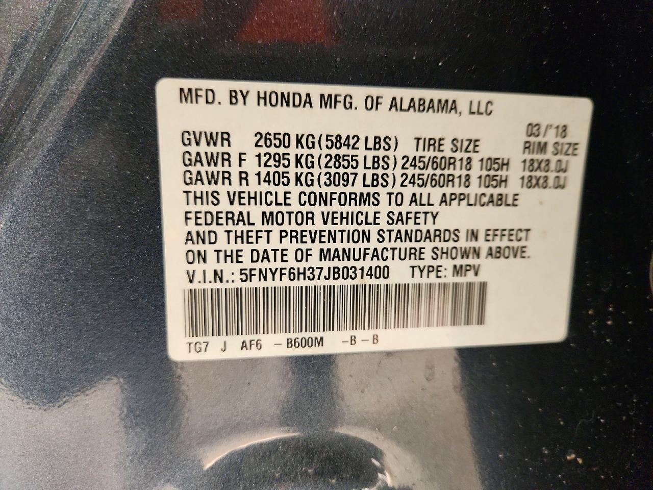 2018 HONDA PILOT