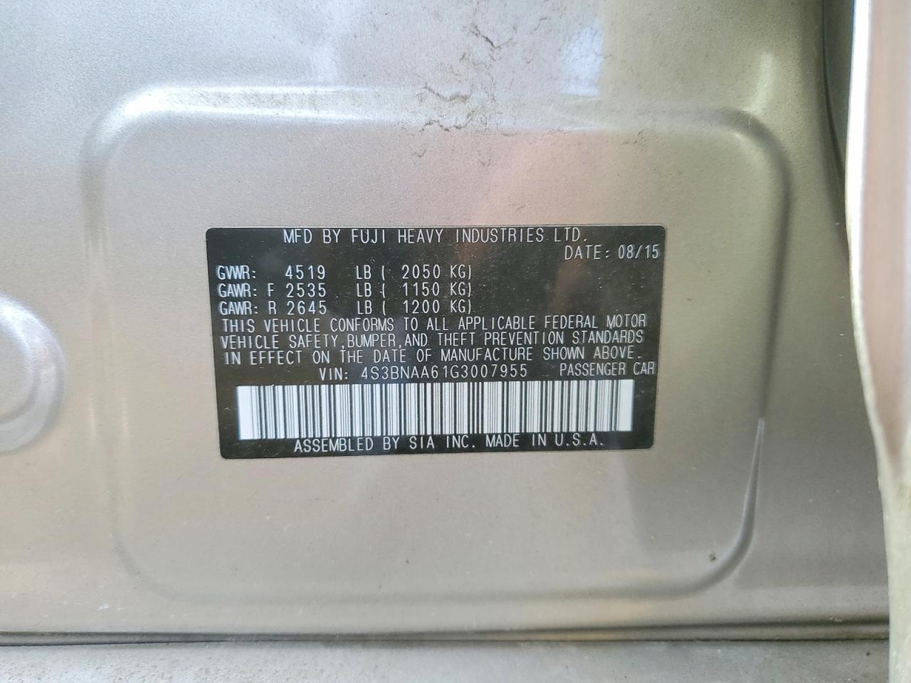 2016 SUBARU Legacy