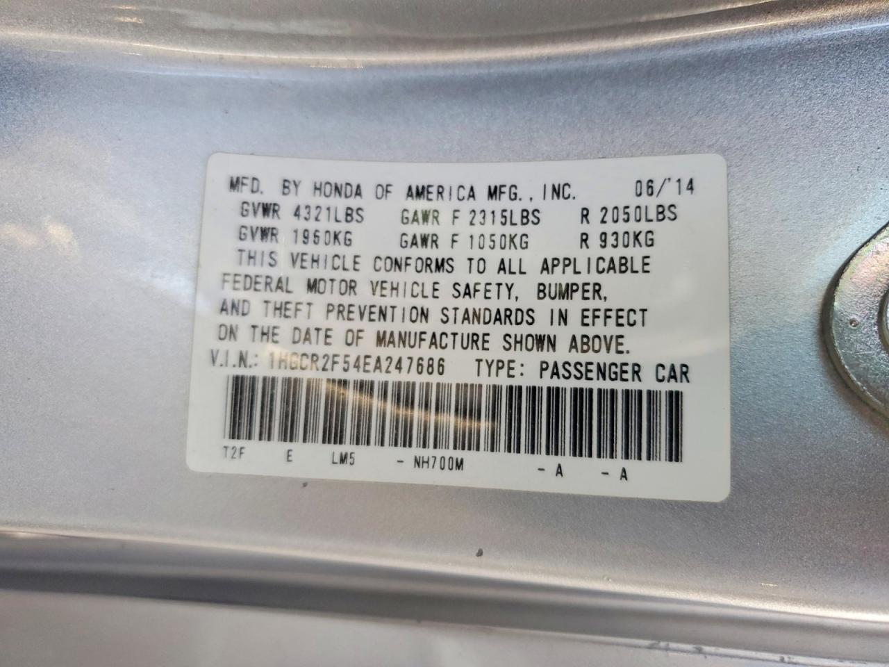2014 HONDA ACCORD