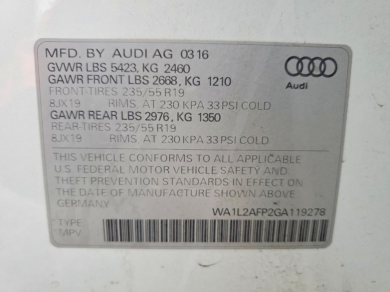 2016 AUDI Q5