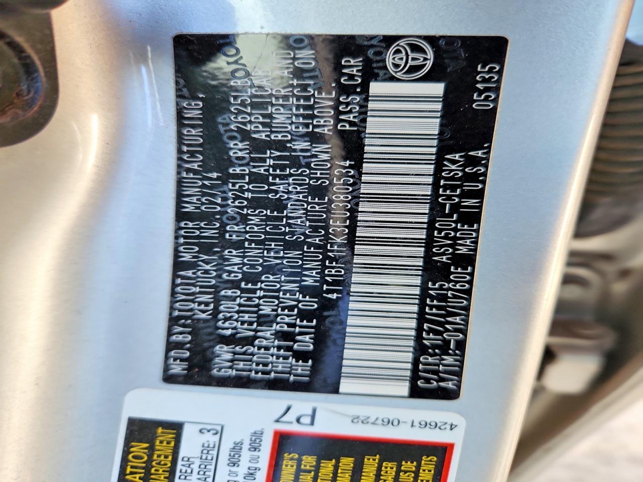 2014 TOYOTA CAMRY