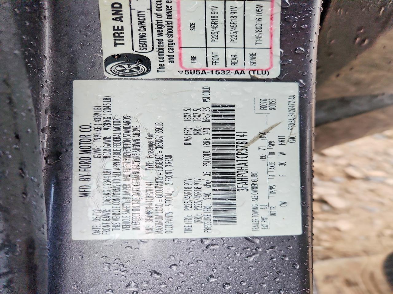 2012 FORD FUSION