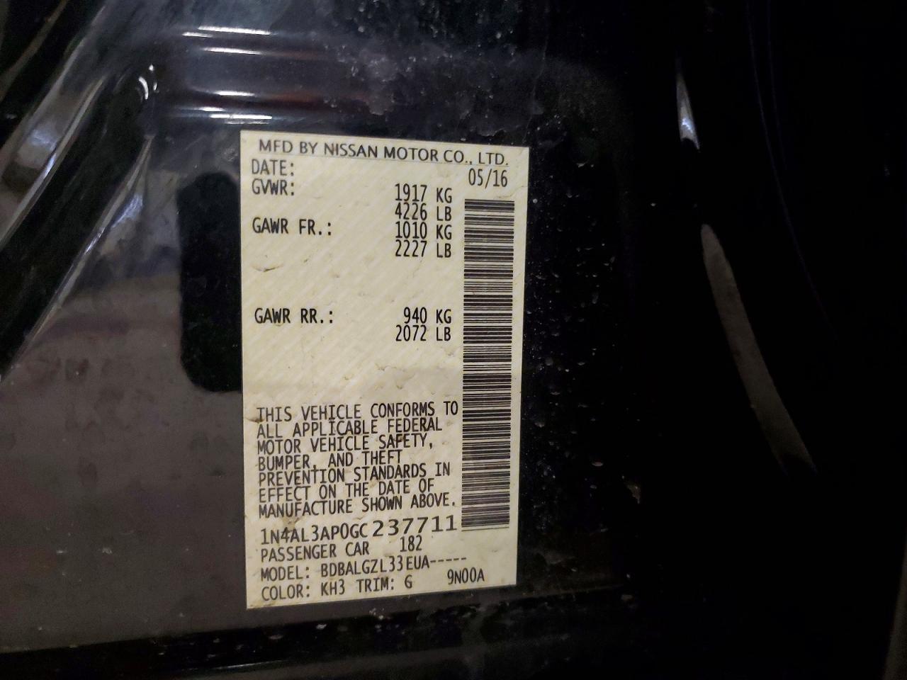 2016 NISSAN ALTIMA
