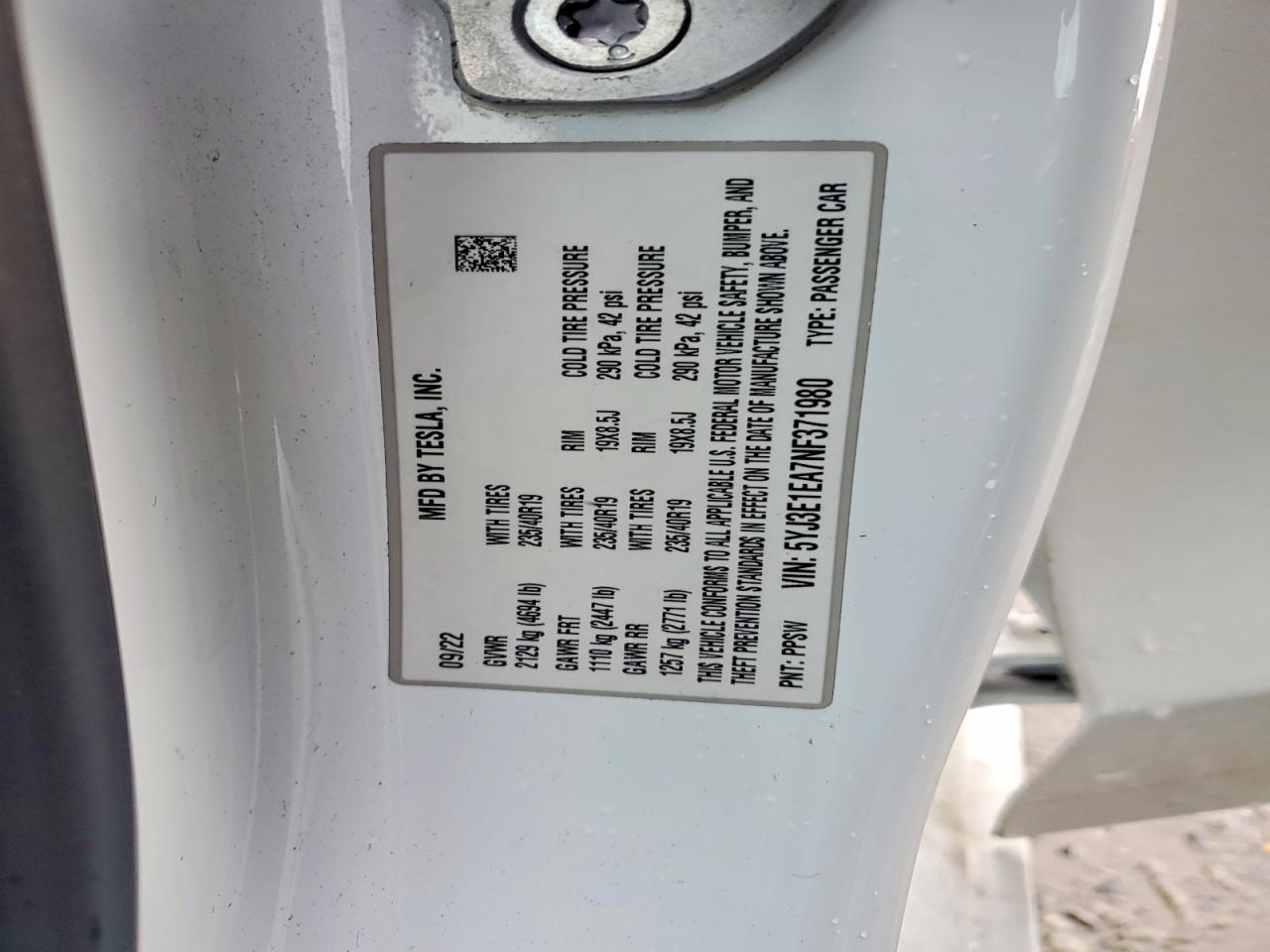 2022 TESLA MODEL 3