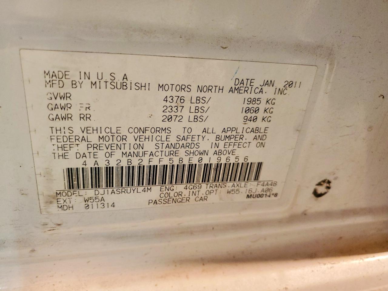2011 MITSUBISHI Galant