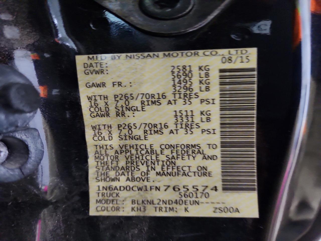 2015 NISSAN Frontier