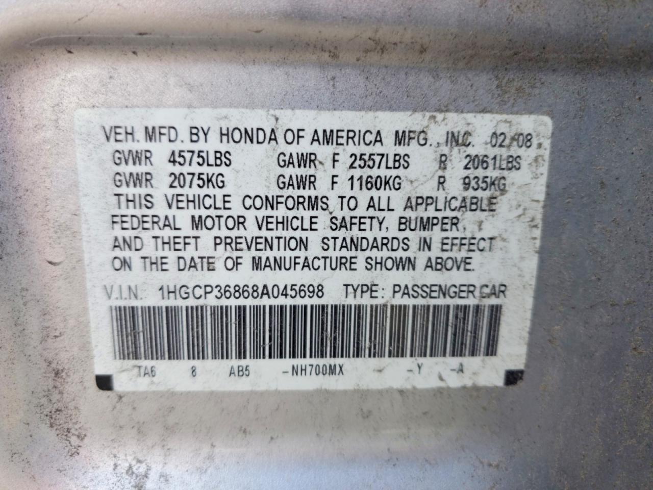 2008 HONDA ACCORD