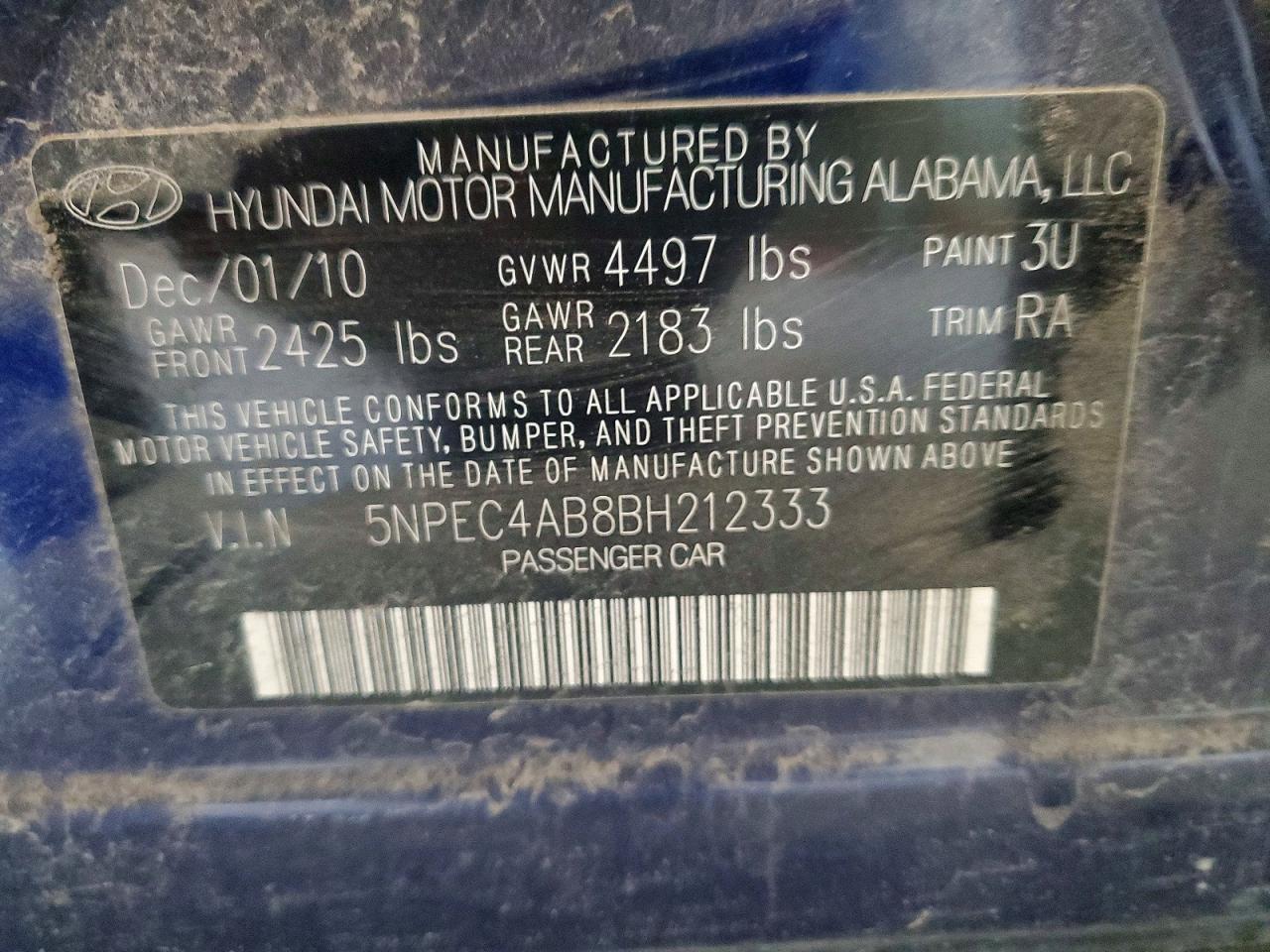 2011 HYUNDAI SONATA