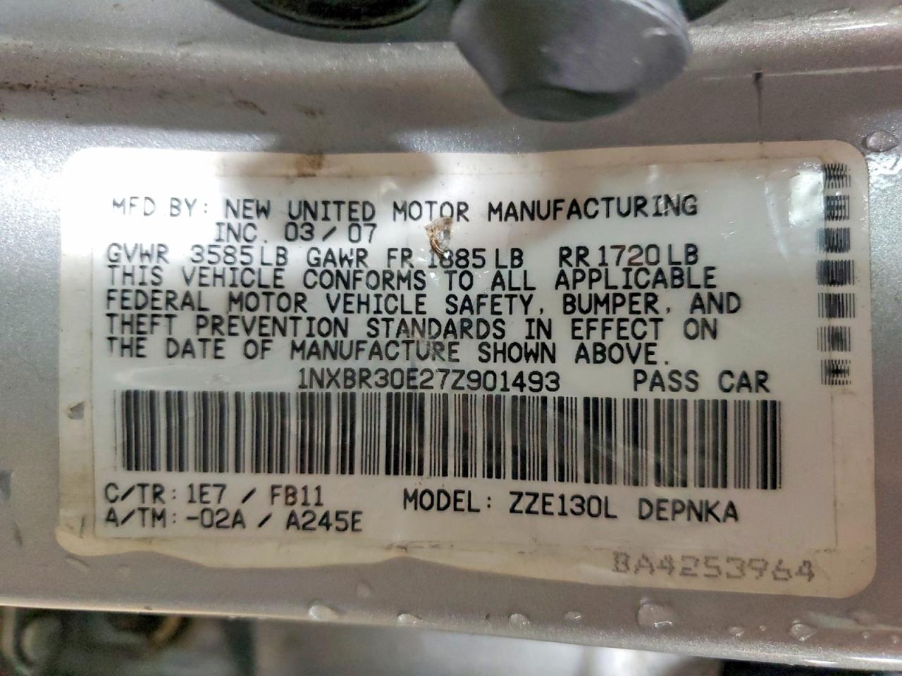 2007 TOYOTA COROLLA
