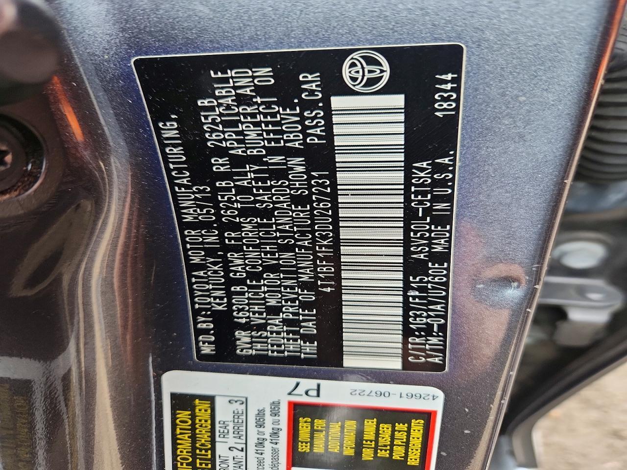 2013 TOYOTA CAMRY