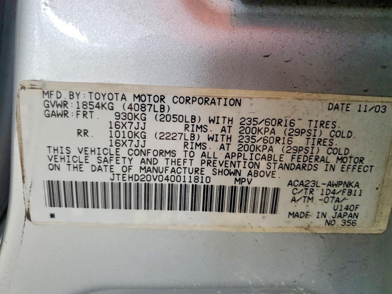 2004 TOYOTA RAV4