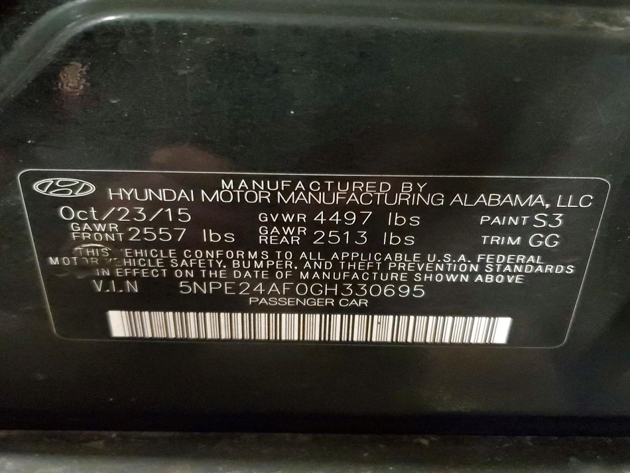 2016 HYUNDAI SONATA