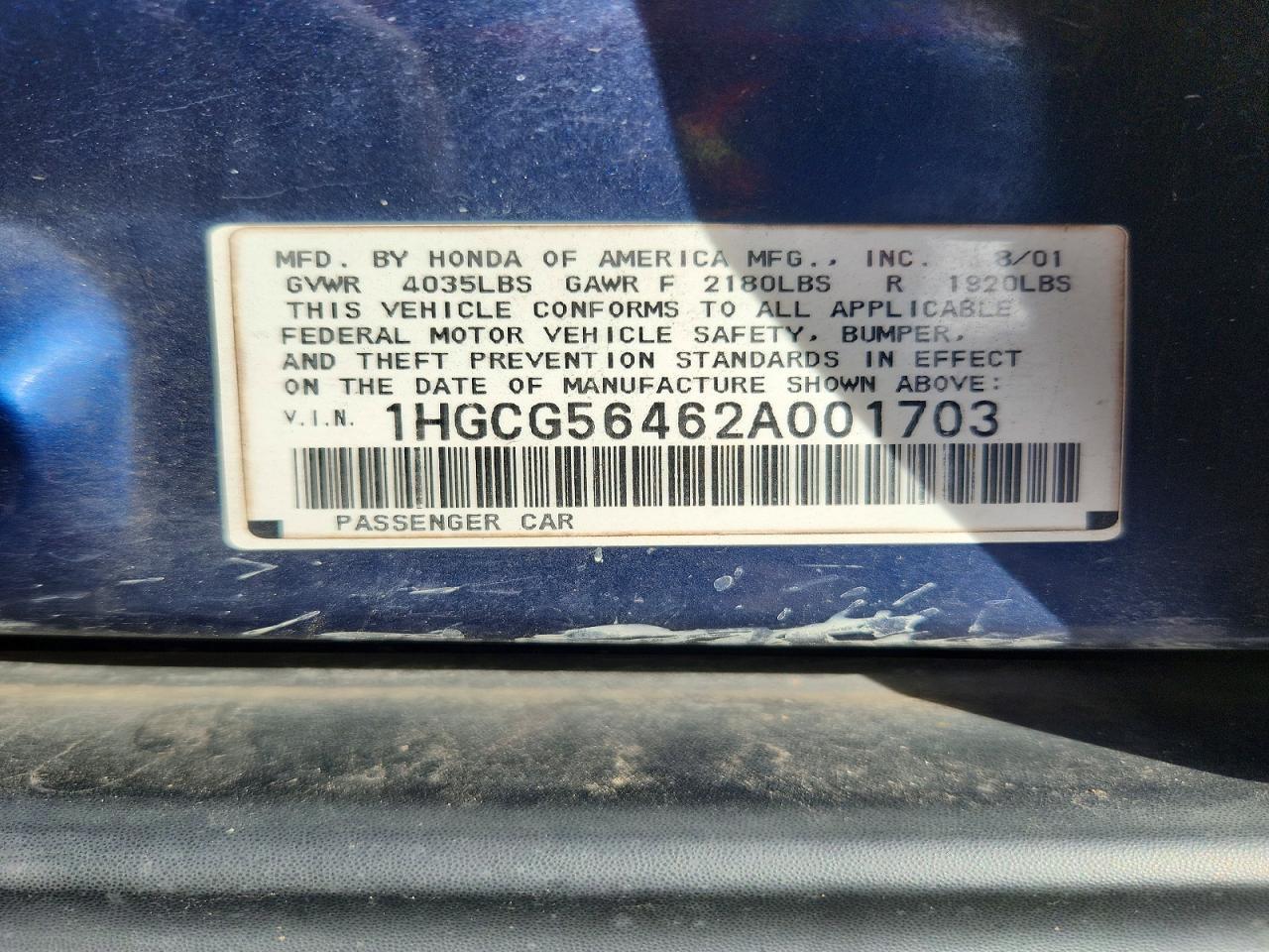 2002 HONDA ACCORD