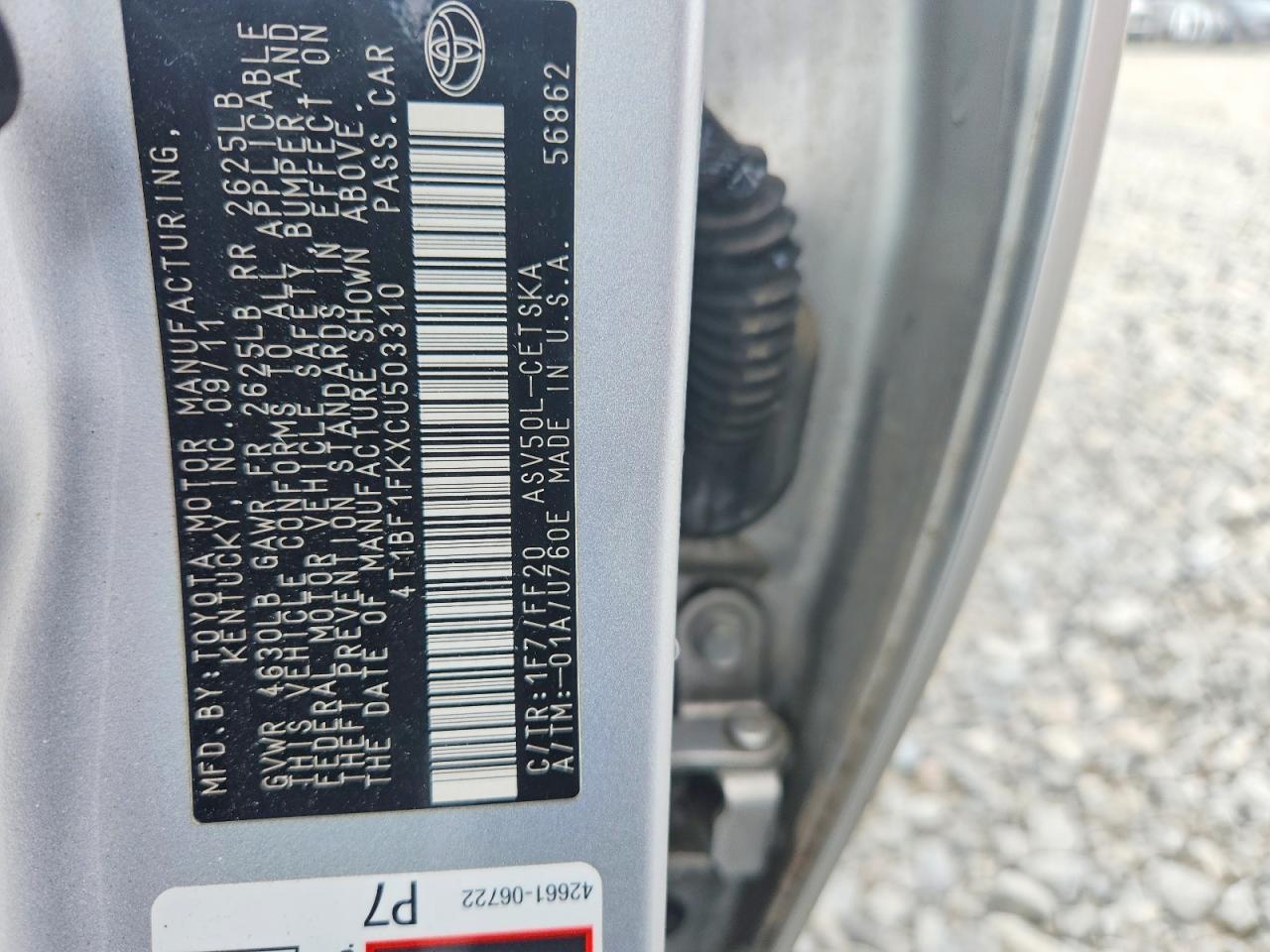 2012 TOYOTA CAMRY