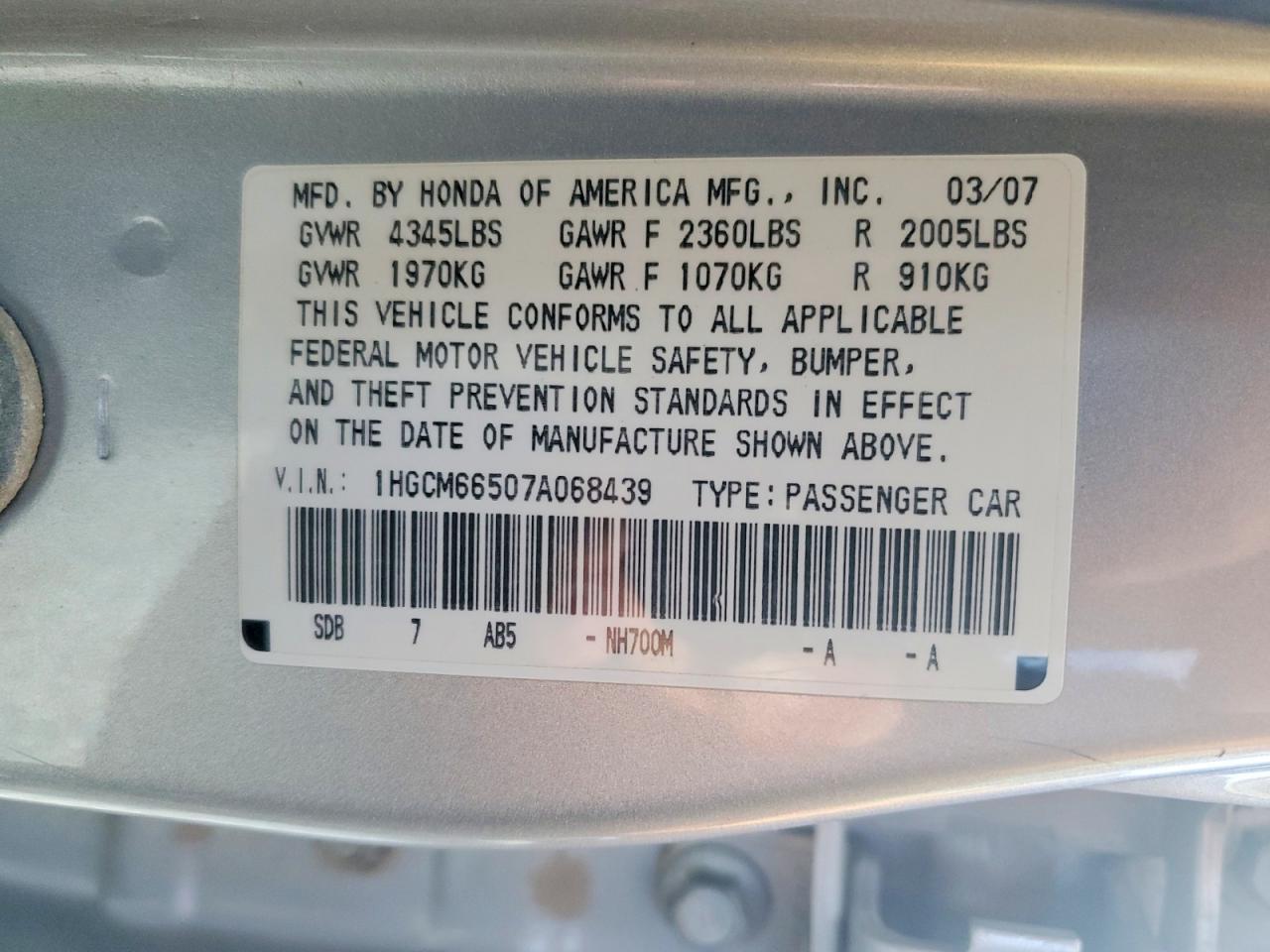 2007 HONDA ACCORD