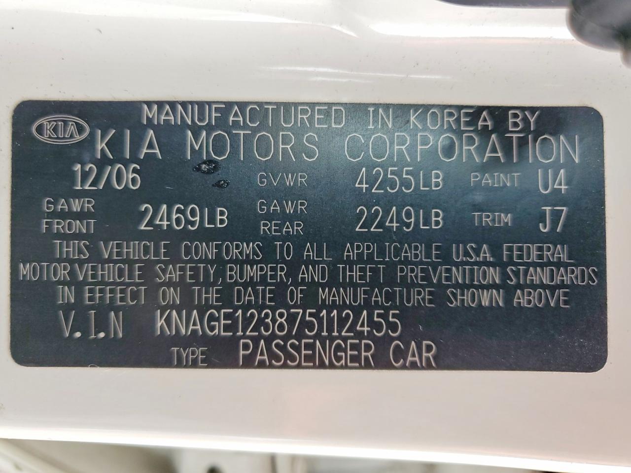 2007 KIA OPTIMA