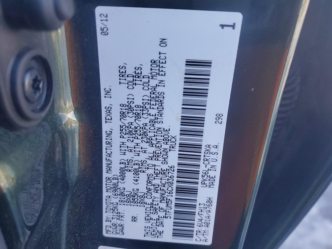 2012 TOYOTA TUNDRA