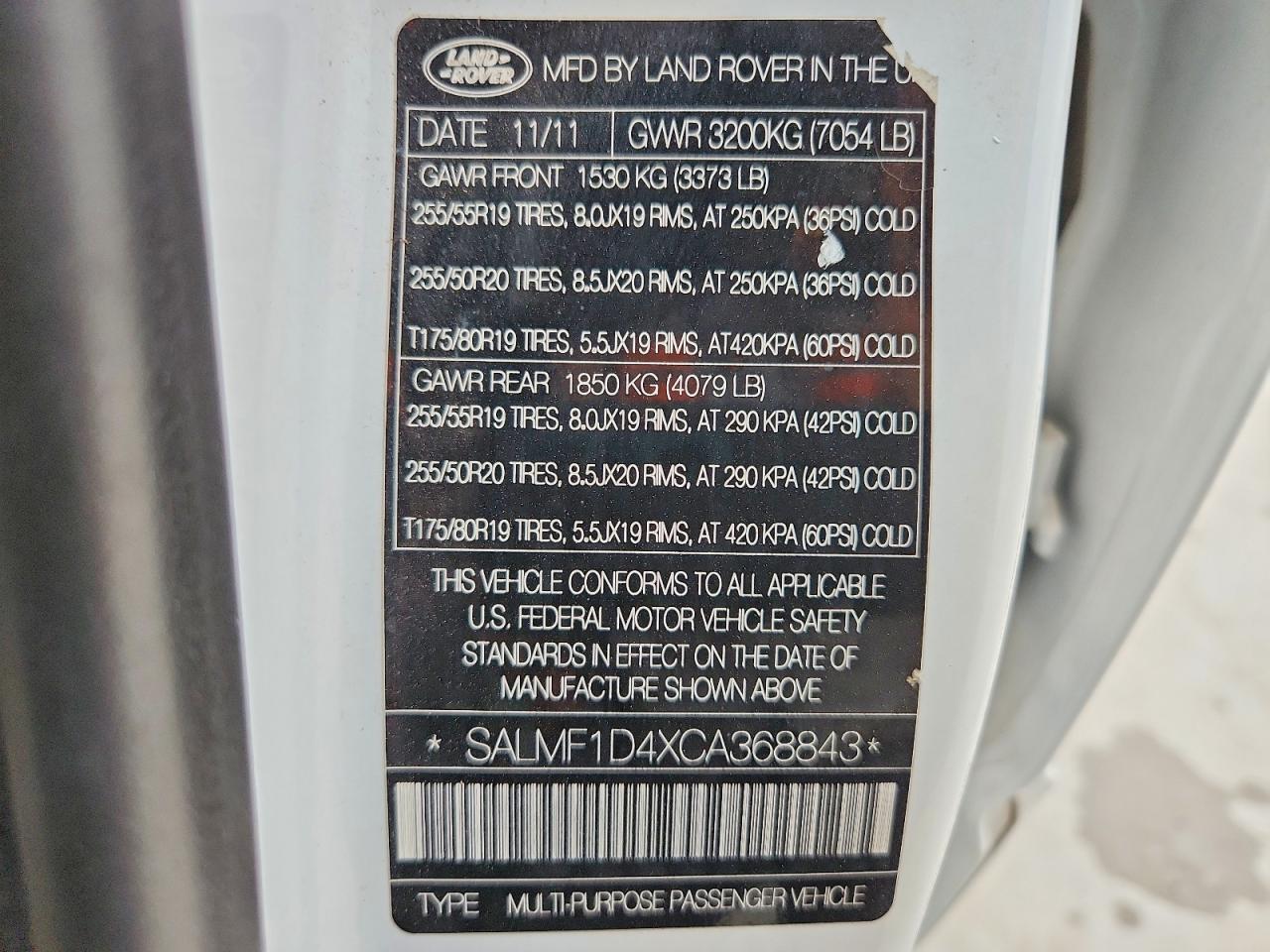 2012 LAND ROVER RANGE ROVER