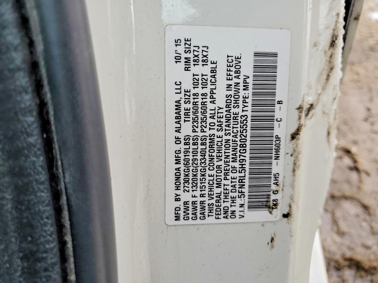 2016 HONDA ODYSSEY