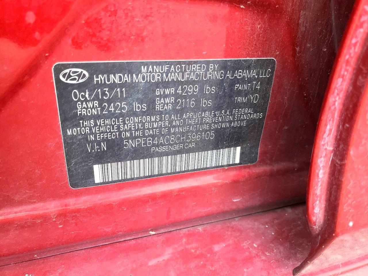 2012 HYUNDAI SONATA