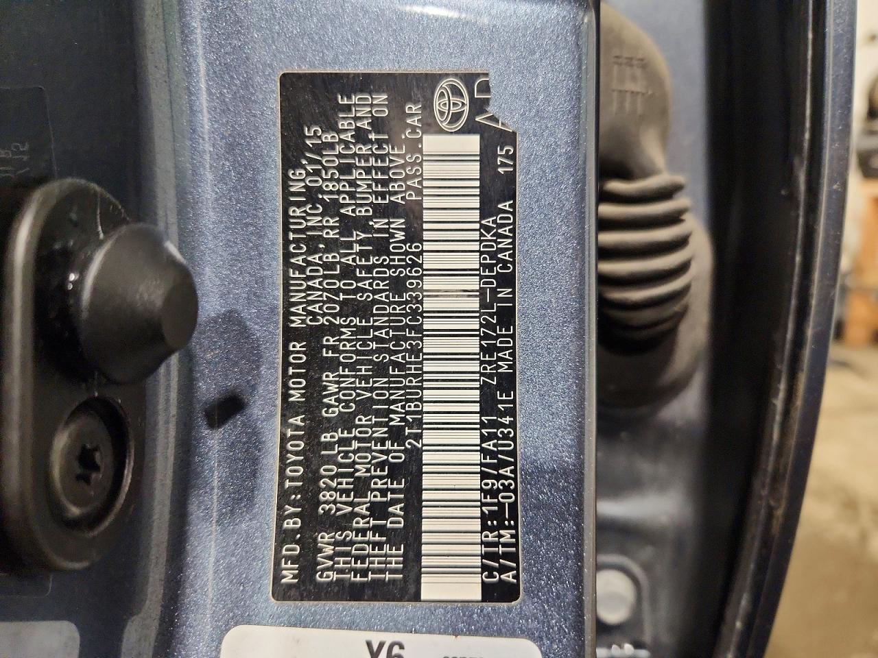 2015 TOYOTA COROLLA