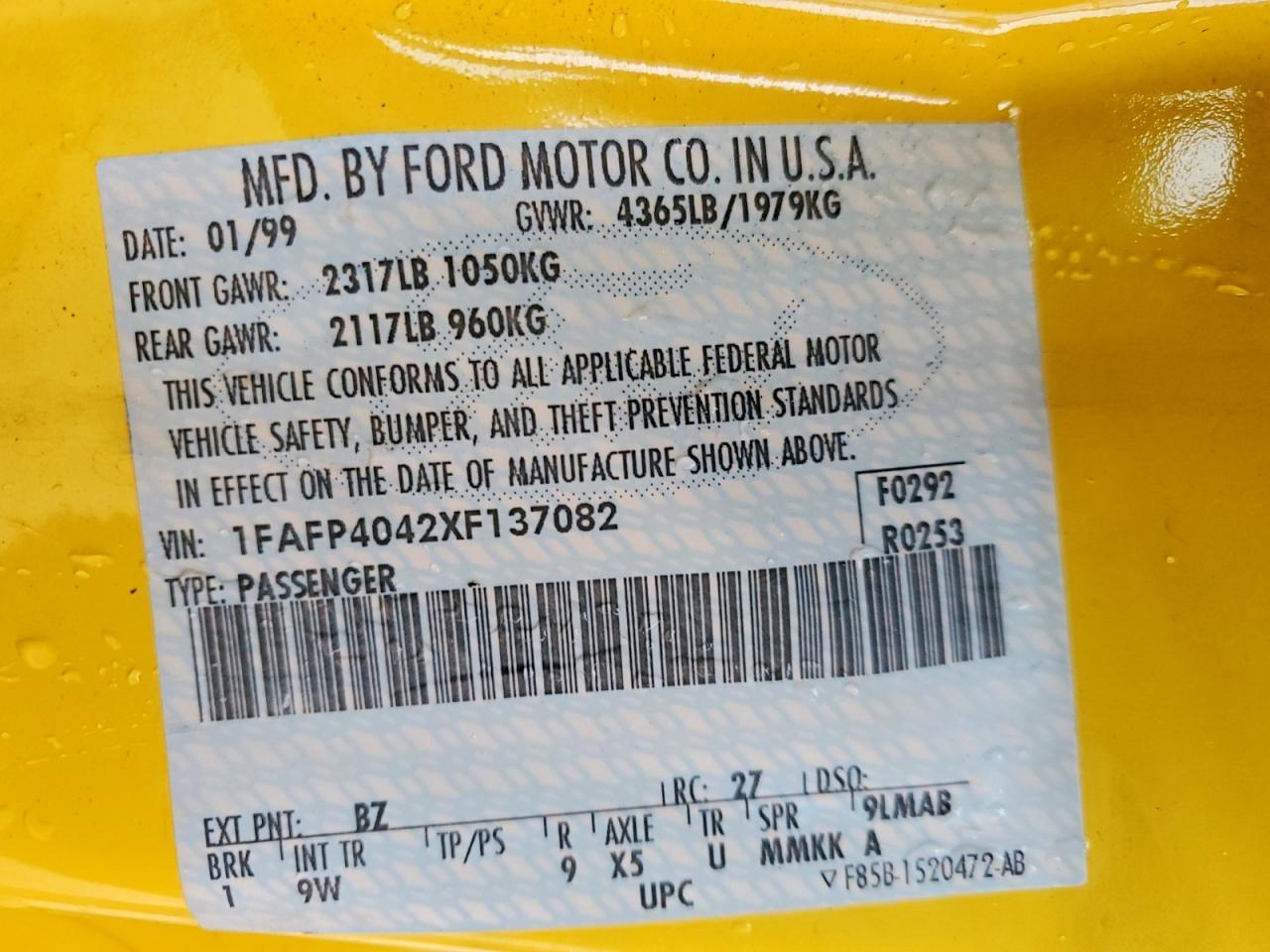 1999 FORD MUSTANG