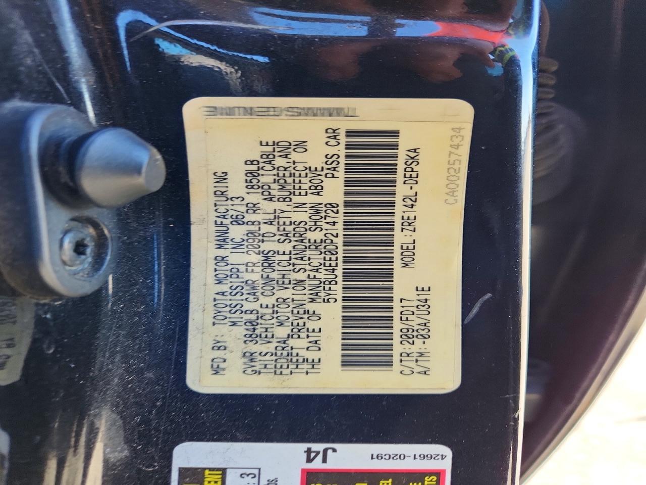 2013 TOYOTA COROLLA