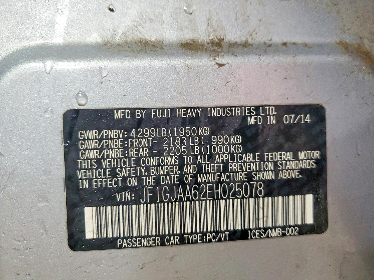 2014 SUBARU IMPREZA