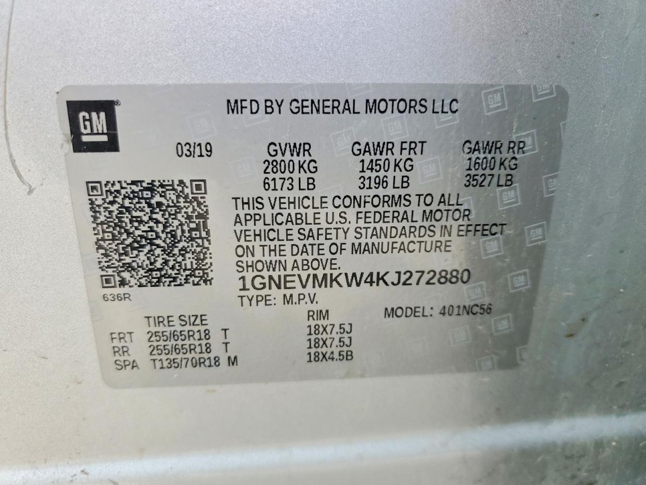 2019 CHEVROLET TRAVERSE